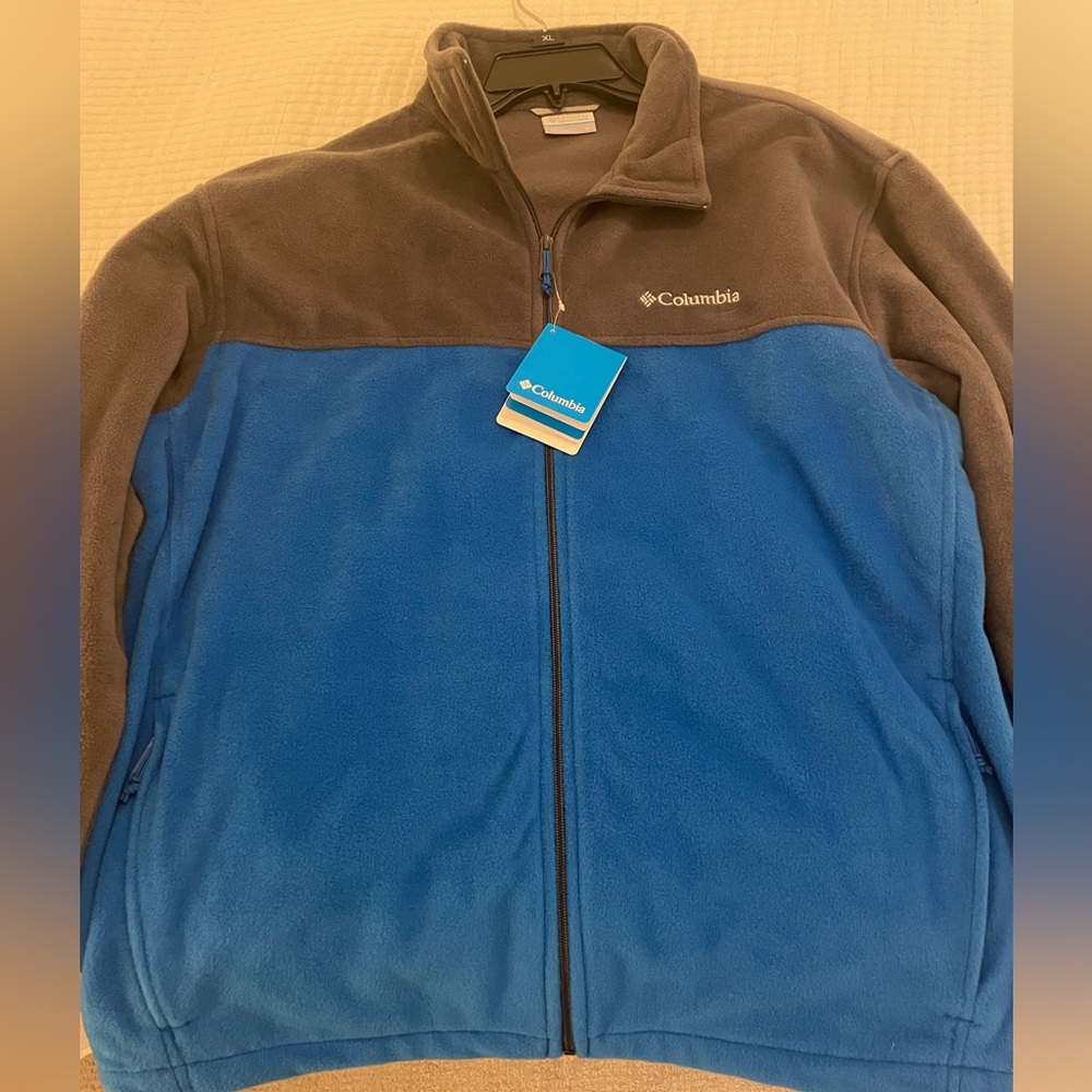 Columbia Men’s Jacket Blue and Gray Fleece Full-Zip - NEW